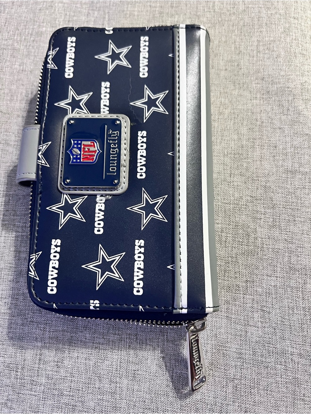 Loungefly Dallas Cowboys Navy and White Zip Wallet with Silver Trim